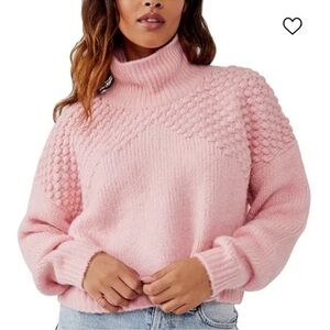 Free People Soft Pink Cowl Neck Sweater